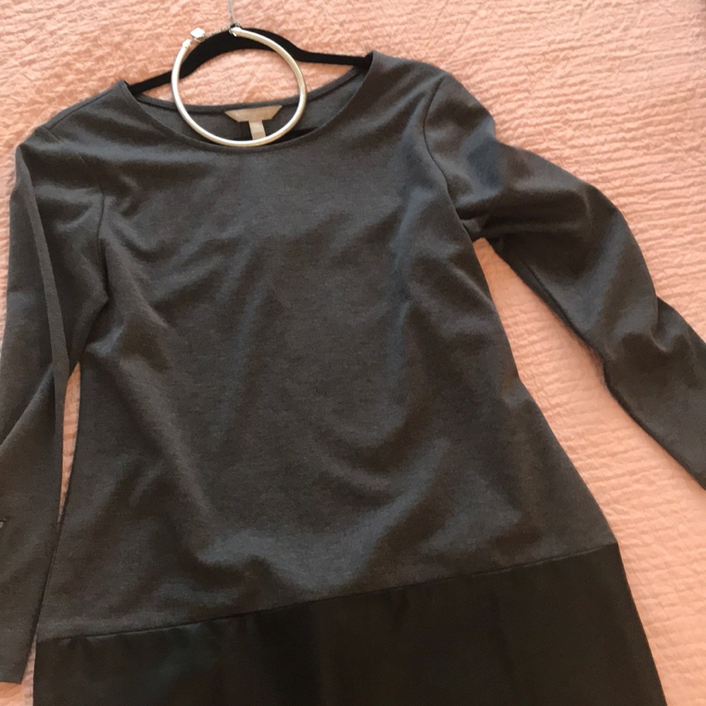 Banana Republic Gray and Black Faux Leather Dress